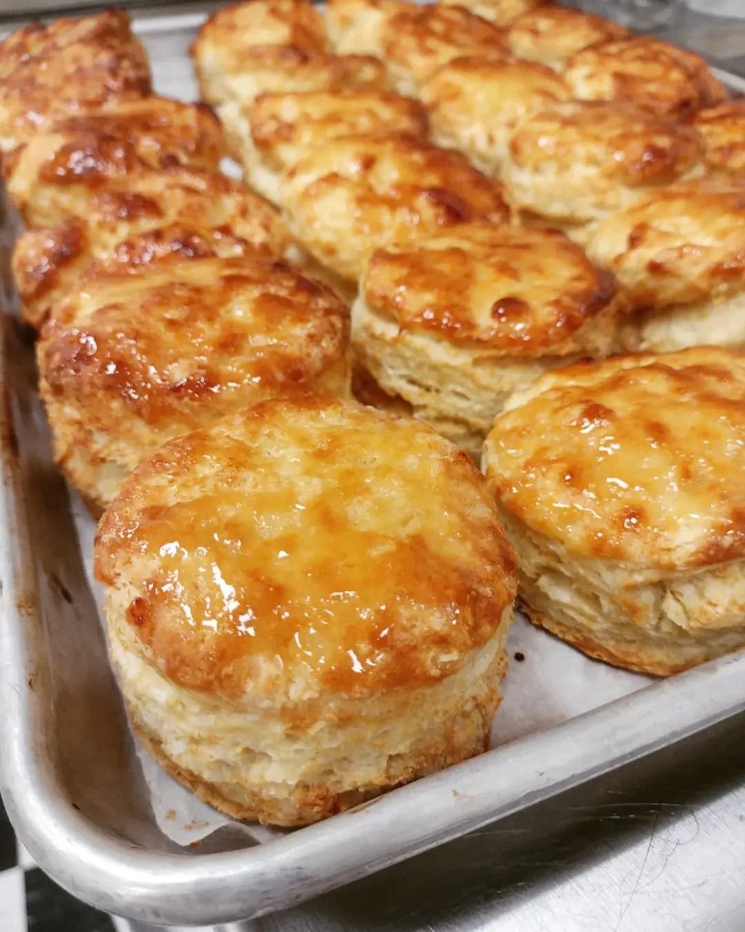 Tray of fresh-baked biscuits